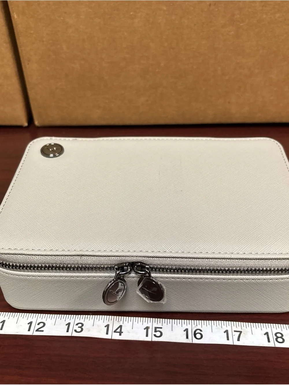 Lufthansa Airlines First Class Leather Amenity Kit Travel Case with Mirror Gray